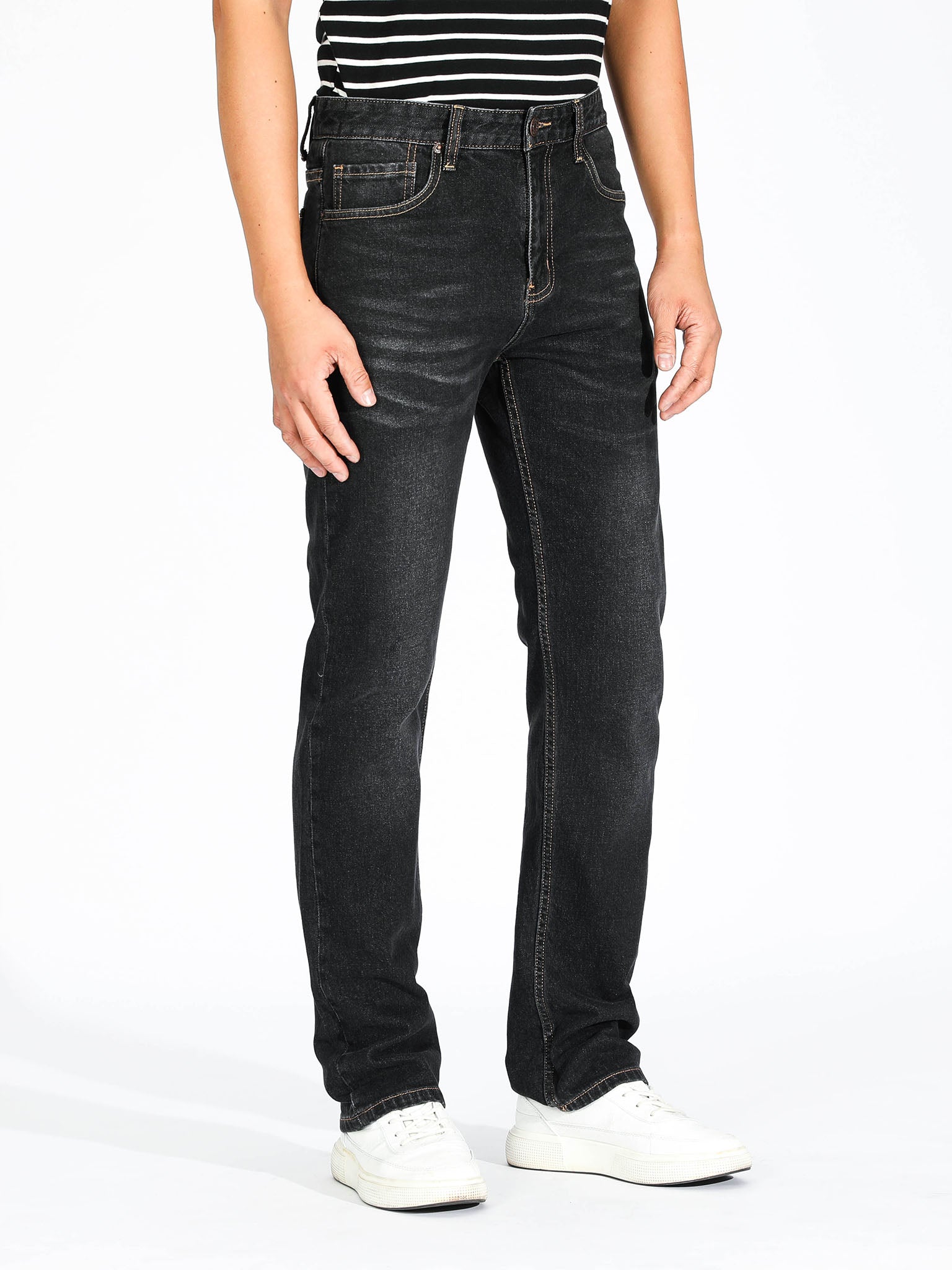 Slim Straight Jeans - Washed Black