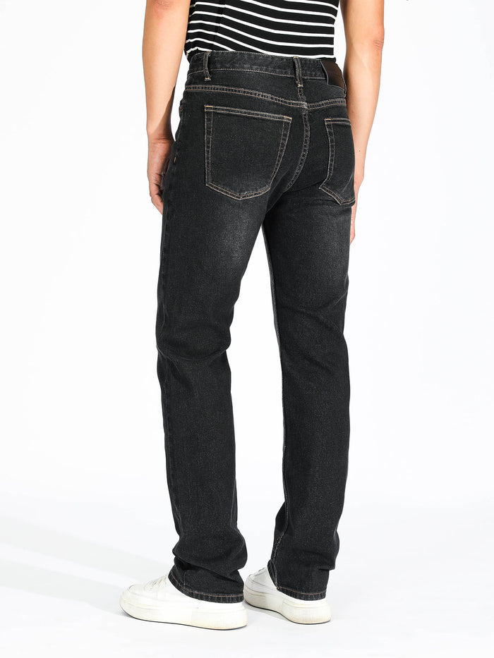 Slim Straight Jeans - Washed Black