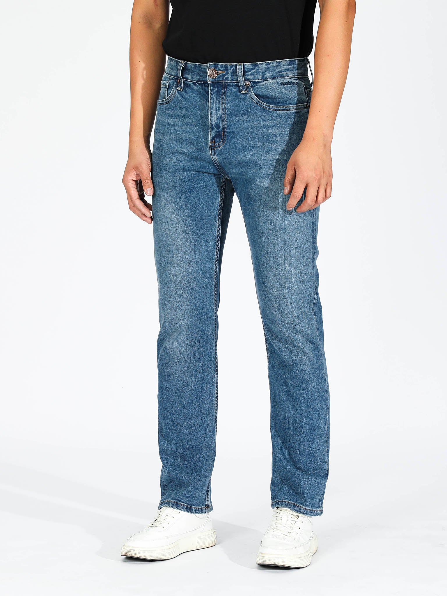 Slim Straight Jeans - Mid Blue