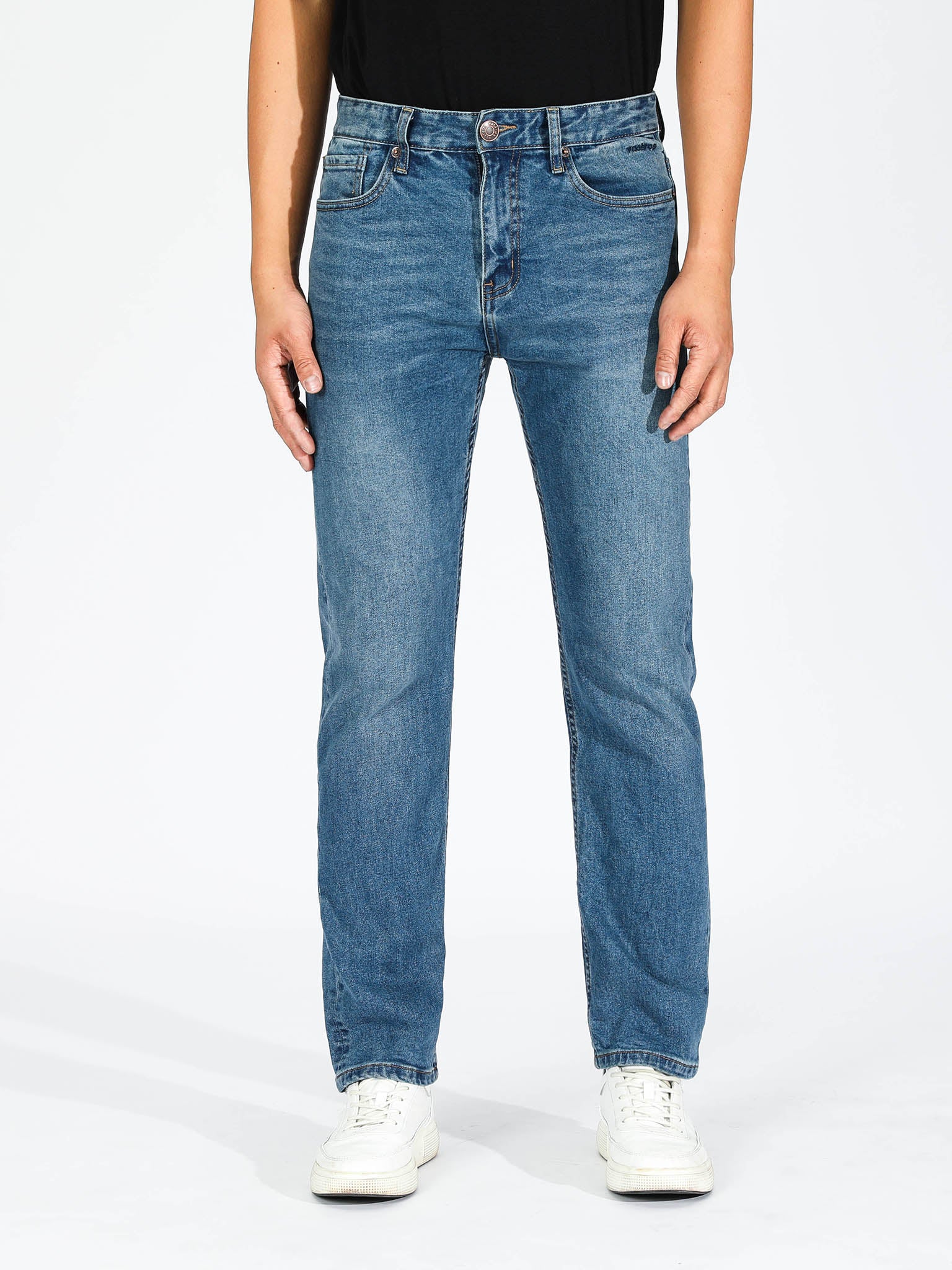 Slim Straight Jeans - Mid Blue