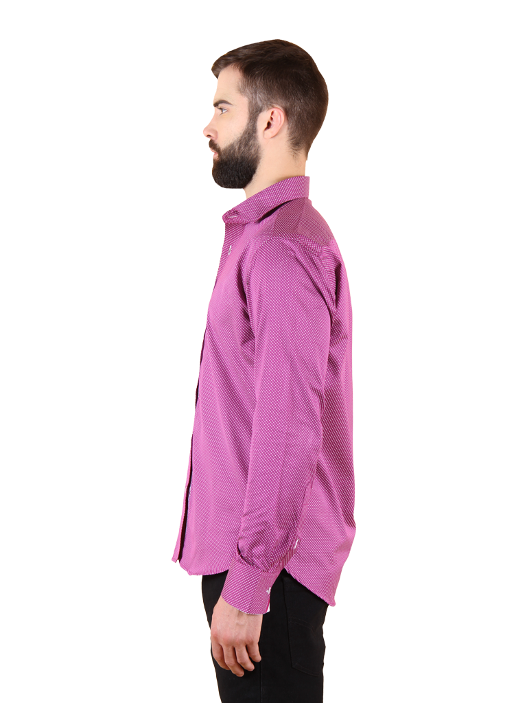 plum wine shirt fit left side image