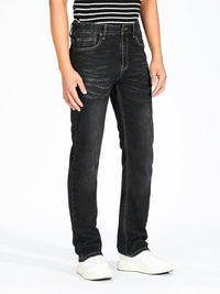Slim Straight Jeans - Washed Black