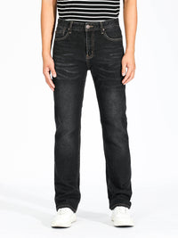 Slim Straight Jeans - Washed Black