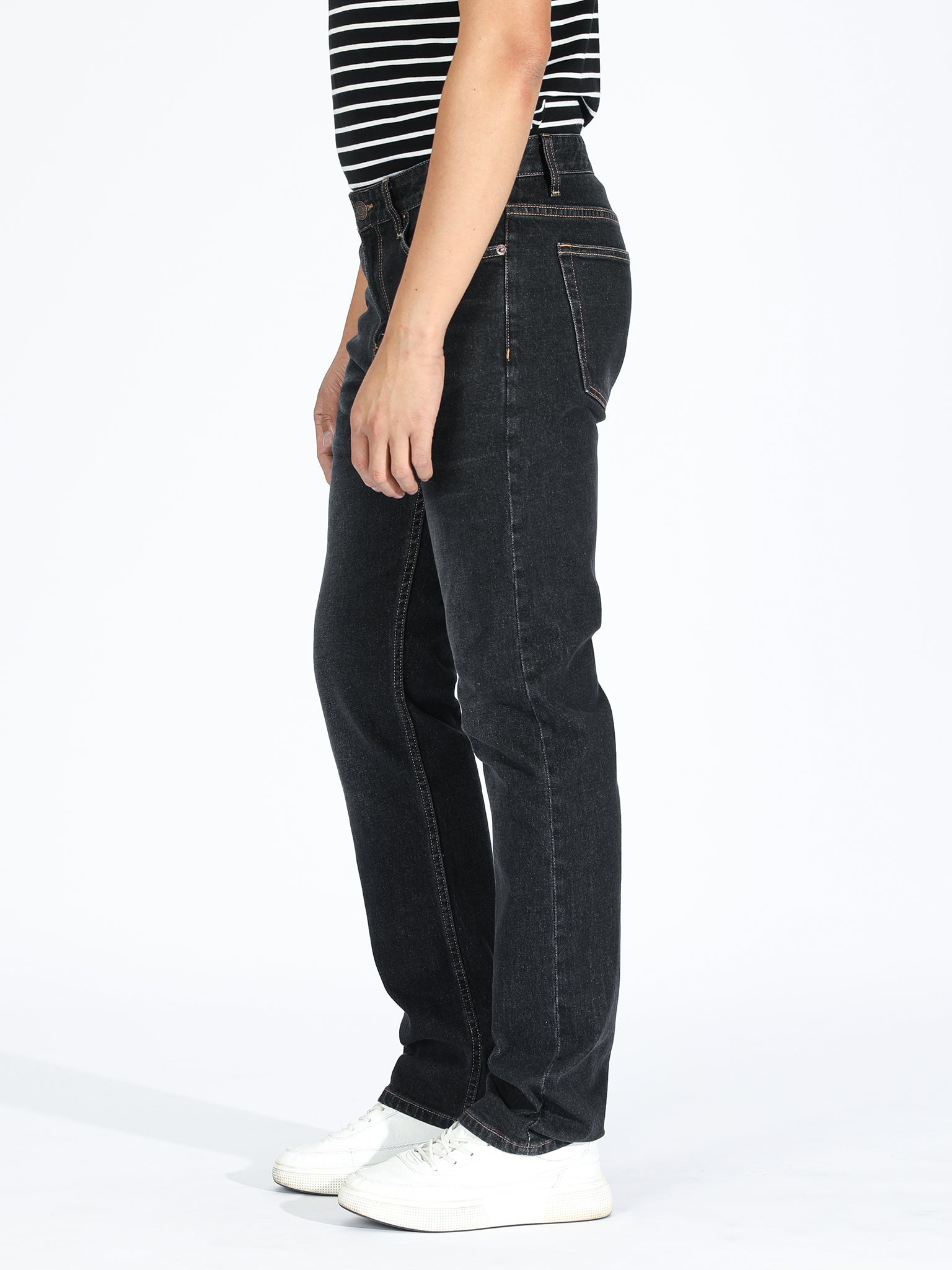Slim Straight Jeans - Washed Black