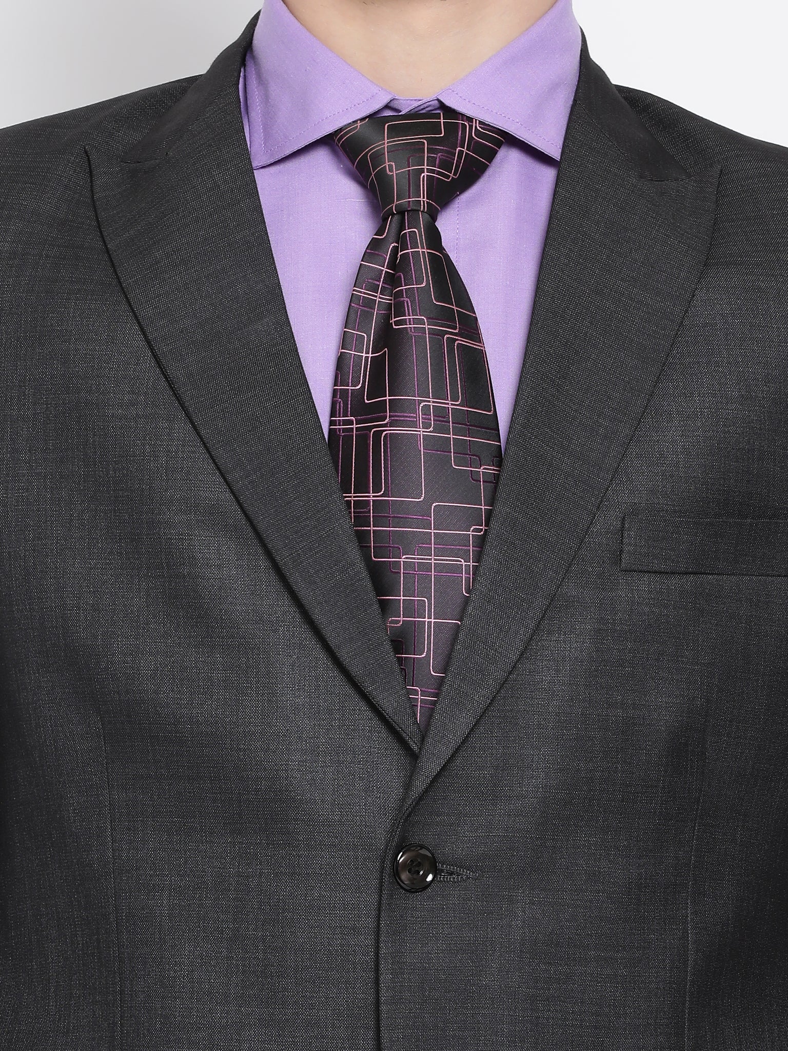 Slim Fit Pinstripe Mens Suit Silver Grey Purple Line 2 Button Notch Lapel  AZAR | eBay