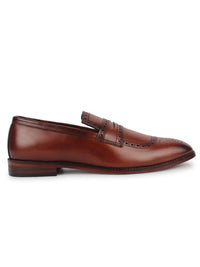 Brogue Penny Loafers - Brown