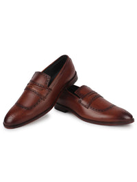 Brogue Penny Loafers - Brown