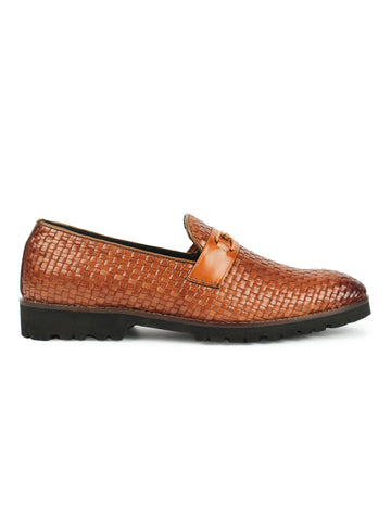 Textured Bit Loafer - Brown