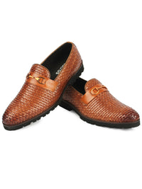 Textured Bit Loafer - Brown