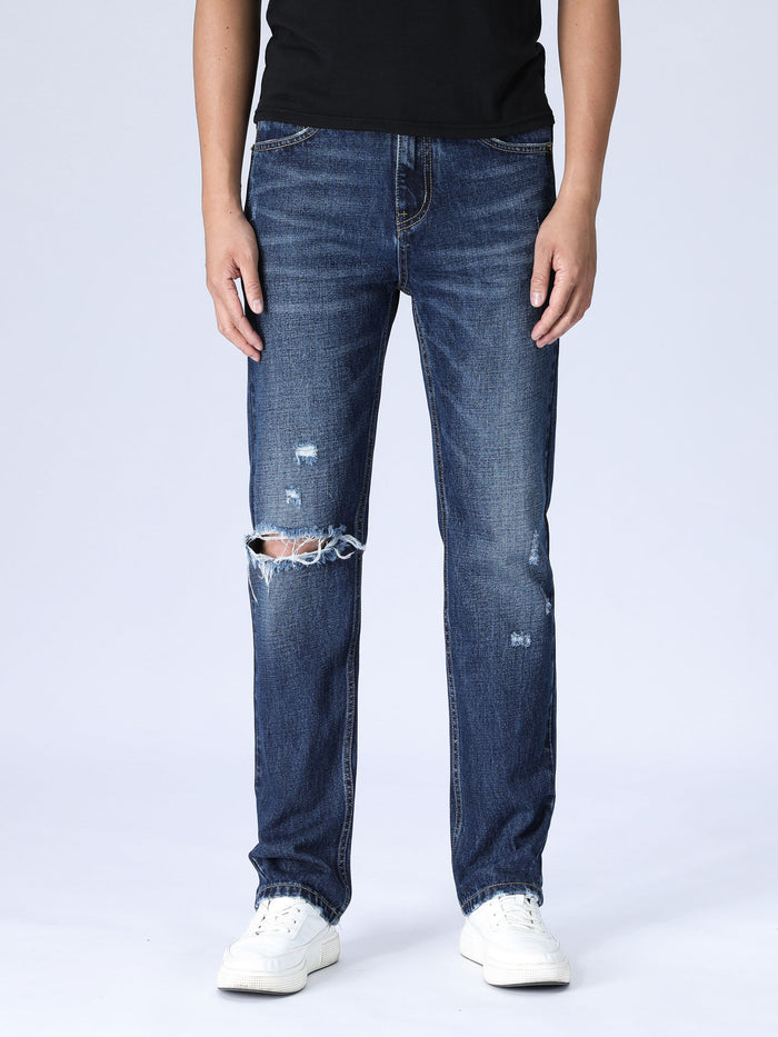 Slim Distressed Jeans - Medium Wash