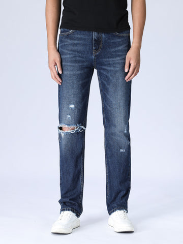 Slim Distressed Jeans - Medium Wash