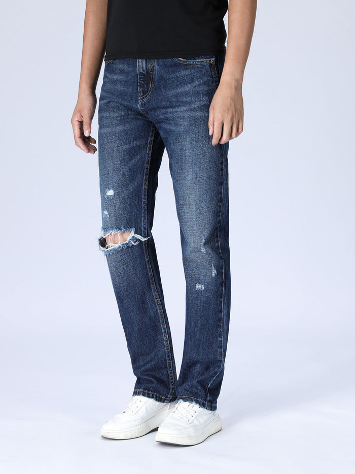 Slim Distressed Jeans - Medium Wash