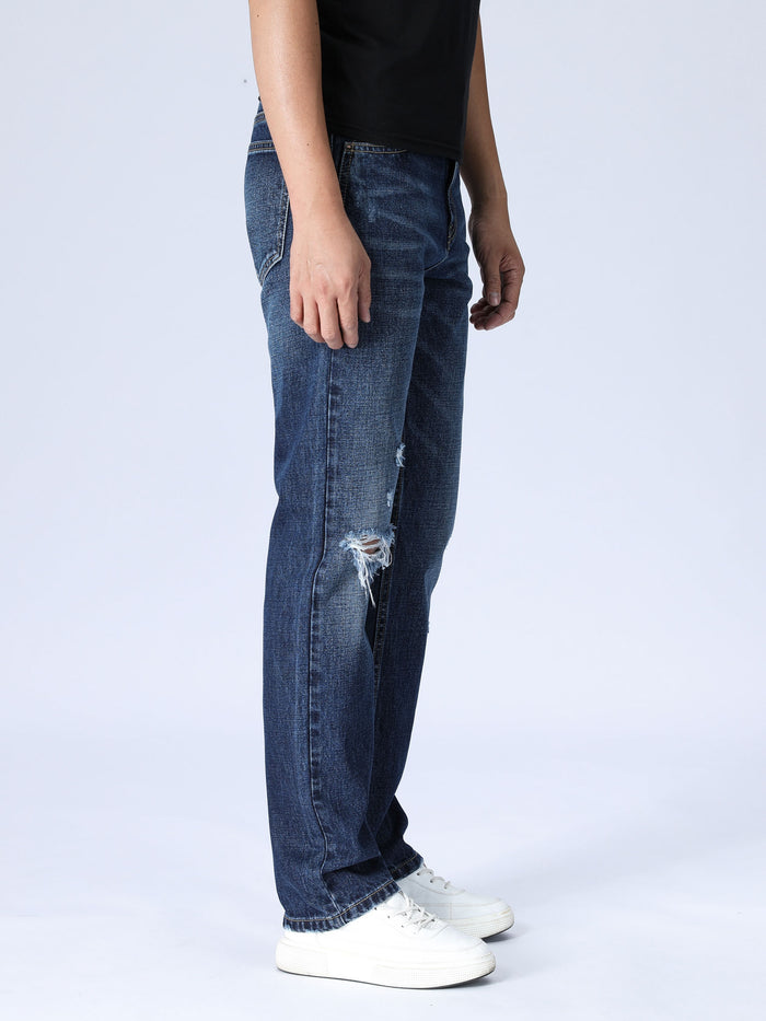 Slim Distressed Jeans - Medium Wash