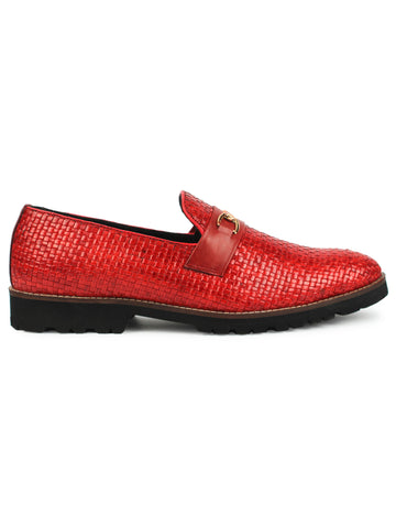 Textured Bit Loafer - Red