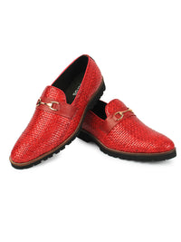 Textured Bit Loafer - Red