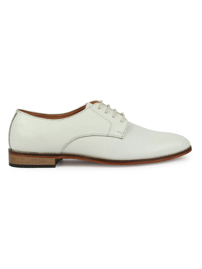 Derby Laced Textured Shoes - White