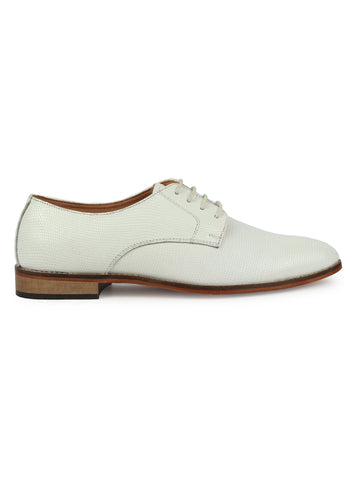 Derby Laced Textured Shoes - White
