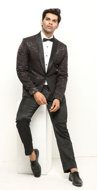 Jacquard Blazer - Brown Paisley