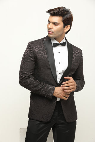 Jacquard Blazer - Brown Paisley