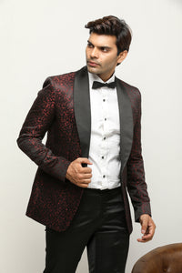 Jacquard Blazer - Red Floral