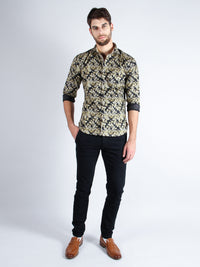dark brush shirt model walking image