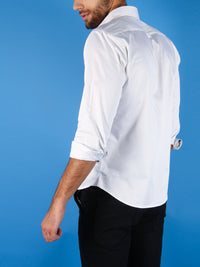 black tie shirt model image rolled cuffs