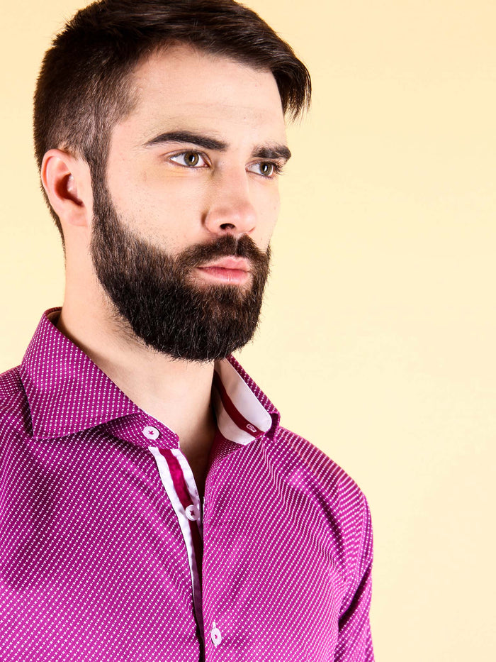 plum wine shirt model collar image 