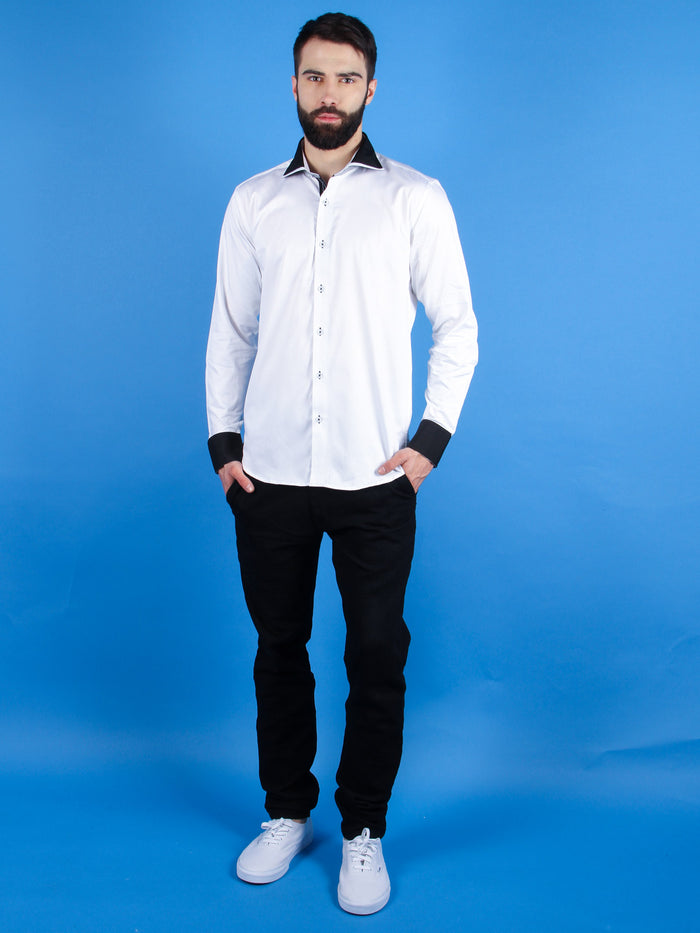 nouveau tux shirt model walking image 