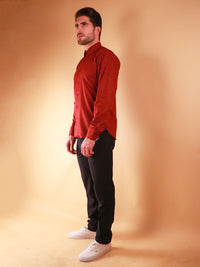 crimson star shirt model full body image