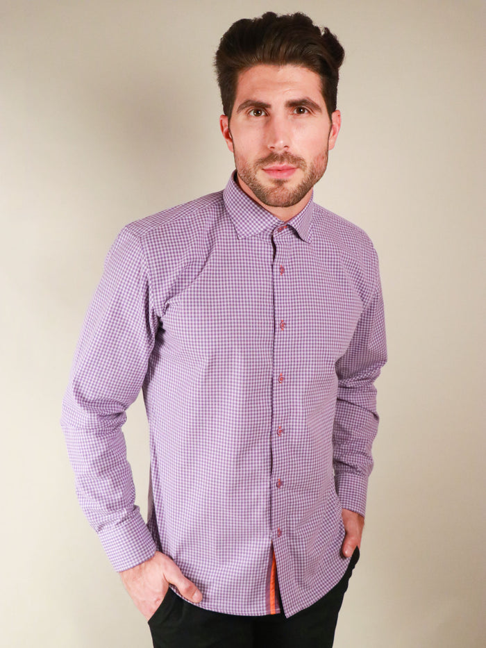 french lavender shirt model image