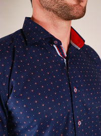 shining star shirt model image collar close up