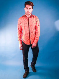 new orange shirt model full body image