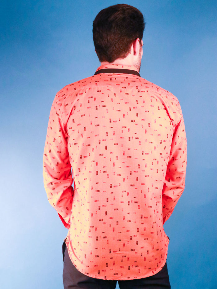 new orange shirt model image from back