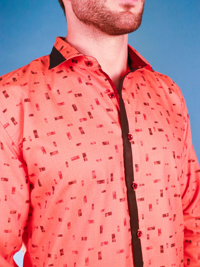 new orange shirt model image collar close up
